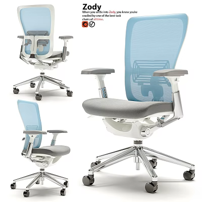 Ergonomic Modern Office Desk Chair Set With Mesh Back Gray Seat And Wheels 3d model