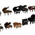 Different Types of Acoustic Pianos Featuring Various Colors and Classic Designs