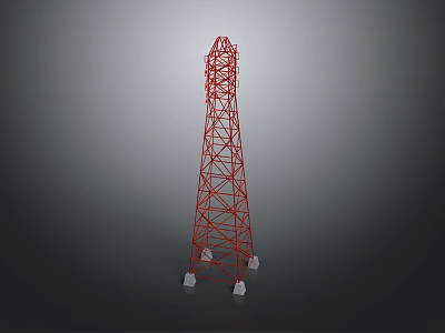 Red Steel Communication Tower With Frame Structure And Stable Base Design 3d model