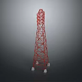 Red Steel Communication Tower With Frame Structure And Stable Base Design 3d model