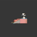 Colorful Cartoon Scene With Multi Layer Pink Structure Stairs Water Pools And Fountain Decorations