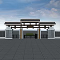 new chinese style gate 3d model