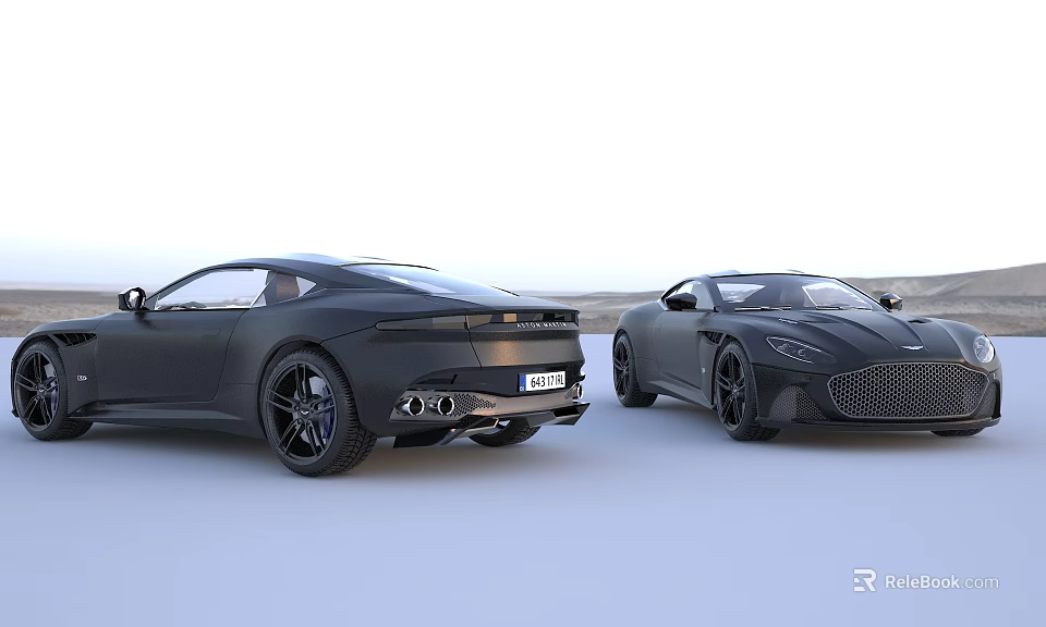 Two Black Modern Sports Cars With Sleek Design And Aerodynamic Body 3d model 