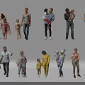 Group Of People Including Adults And Children In Various Interacting Poses