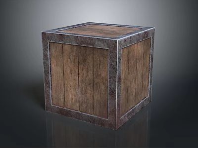 Sturdy Wooden Cube Storage Box With Metal Frame Practical Household Organizer 3d model