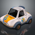 Kids Playful Toy Car With White Yellow Body Blue Decorations Number 21 Small Antenna And Black Wheels