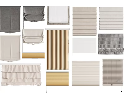Various Styles Window Blinds With Different Colors And Modern Designs For Home Decoration 3d model