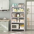 Cream Style Kitchen Storage Rack Multifunctional Angle Steel Shelf Storage Rack 3d model