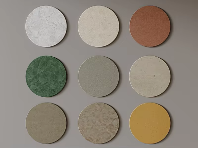 Assorted Colorful Round Decorative Material Samples With Various Textures And Tones 3d model