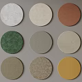 Assorted Colorful Round Decorative Material Samples With Various Textures And Tones