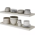 Decorative Ornament Combination With Shelves Bowls Plates Tray Jars And Storage Cabinet