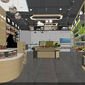 Modern Supermarket Interior With Fresh Fruits Vegetables Display Counters And Shelves