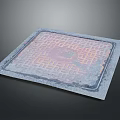Square Manhole Cover With Patterned Surface Circular Design Worn Texture And Gray Border 3d model