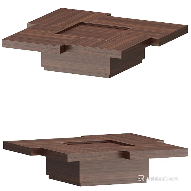 Modern Wooden Coffee Table With Unique Layered Geometric Design For Living Room 3d model 