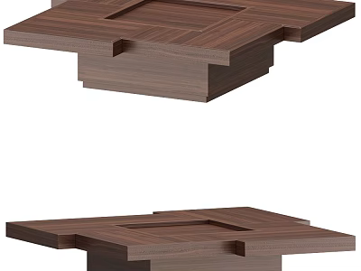 Modern Wooden Coffee Table With Unique Layered Geometric Design For Living Room 3d model