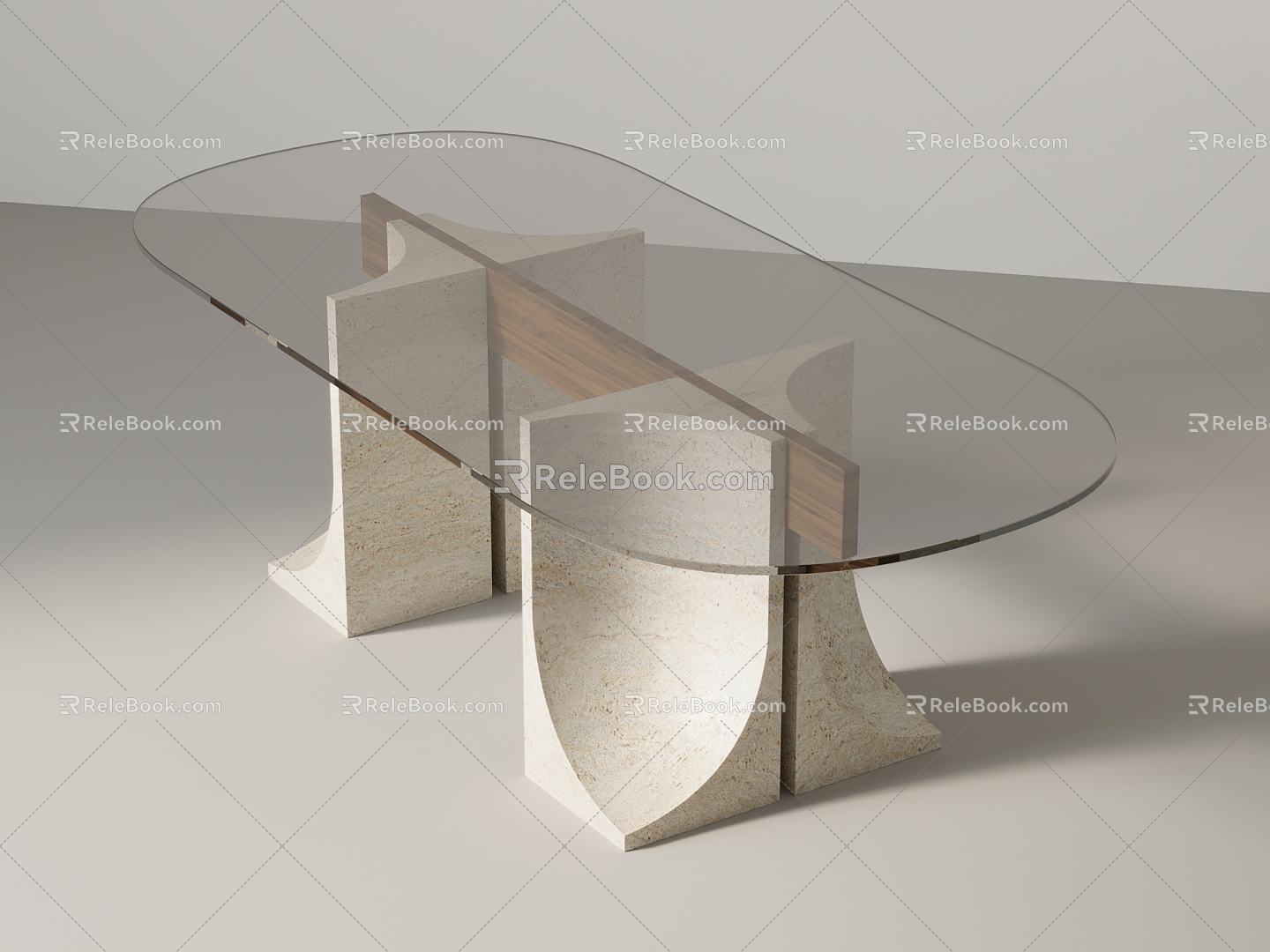 Simple wind glass coffee table 3d model