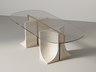 Simple wind glass coffee table 3d model