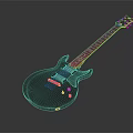 Black Electric Guitar With Brown Neck Strings Knobs And Gradient Background Highlighting Main Body 3d model