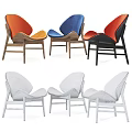 Modern Leisure Chair With Orange Cushion And Black Wooden Frame