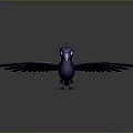 Animated Blue Crow Flying with Spread Wings and Vibrant Feathers