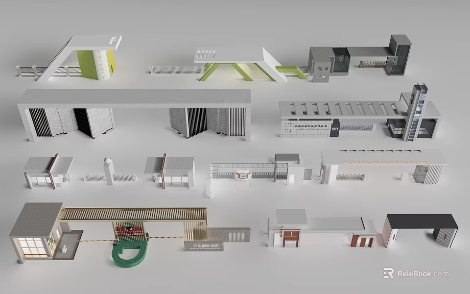 Modern Entrance Gate Design Models With Various Architectural Styles And Details 3d model 