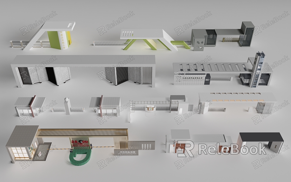 Modern Gate Entrance Gate Landscape Gate School Gate Factory Gate Guard Booth model