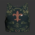 Ornate Vintage Vest With Intricate Golden Patterns And Red Fleur De Lis Design