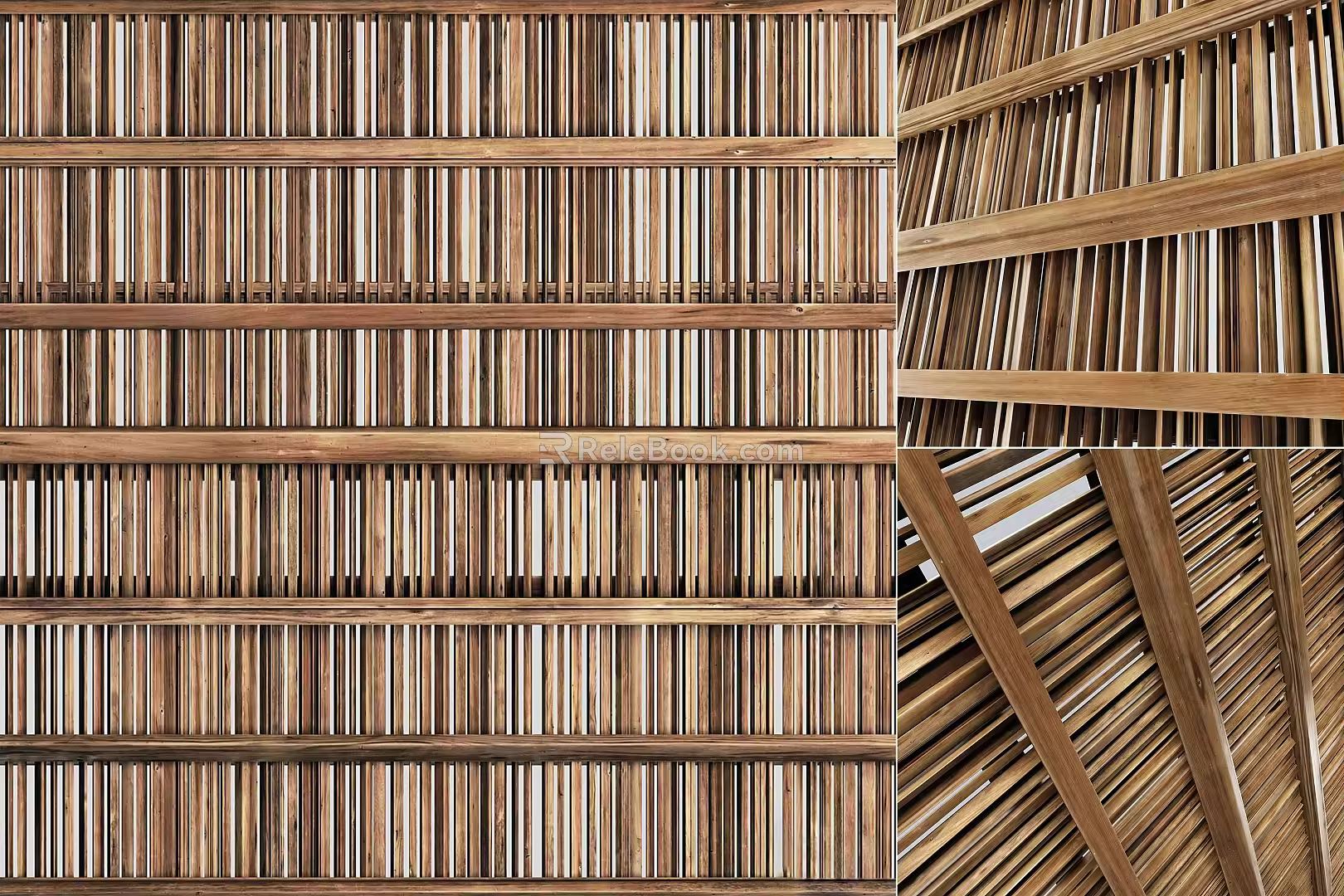 Quiet ceiling bamboo woven shed partition screen creative bamboo wood partition ceiling screen combination gradient ecological partition screen 3d model