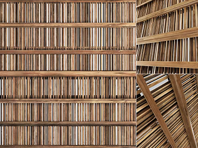 Modern Wooden Strip Ceiling Design With Natural Stylish Interior Look 3d model