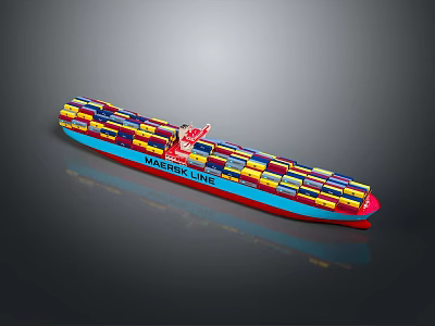 Modern Maritime Cargo Transportation Ship With Stacked Colorful Containers On Deck 3d model