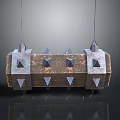 Hanging Decorative Spiked Structure With Metal And Wooden Texture And Geometric Triangular Spikes