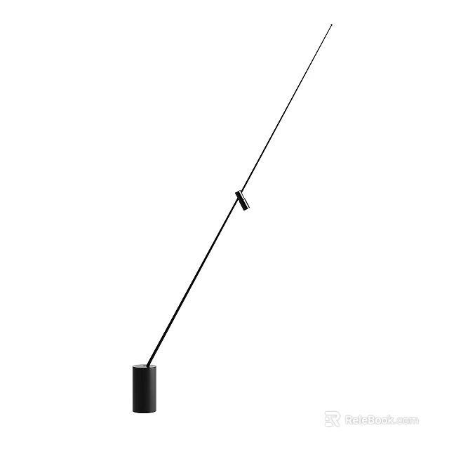 Modern Sleek Black Floor Lamp With Thin Metal Pole And Adjustable Design 3d model 