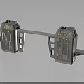 3D Model of Mechanical Console Units With Connecting Beam And Control Panels