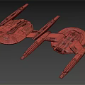 Two Transparent Futuristic Spaceship Models With Sleek Design On Black Background