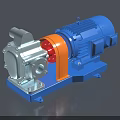 Industrial Pump With Blue Motor Silver Pump Body Orange Coupling And Stable Base 3d model