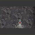 Two Robots One Standing And One Fallen With Red Details On Rough Pitted Ground