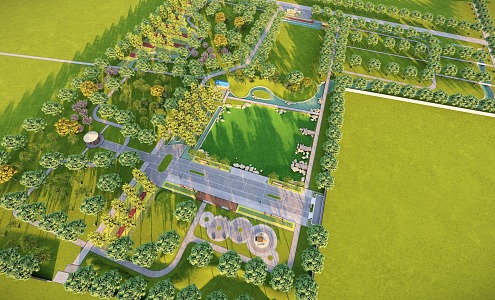 New Chinese Park Country Park Garden Square Beautiful Countryside 3d model