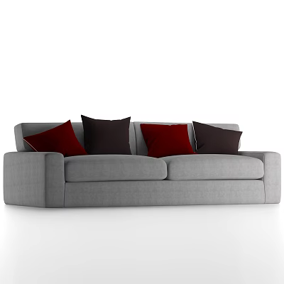Nordic Style Straight Row Sofa Italian Style Simple Latex Fabric Sofa Three-Seat Sofa Living Room Small Apartment Sofa 3d model