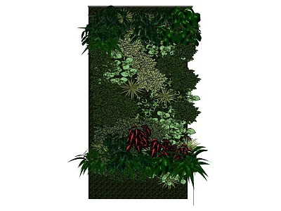 Creative Living Green Wall Design With Multiple Plant Species And Lush Foliage 3d model