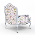 Elegant Vintage Armchair With Floral Upholstery Silver Frame And Curved Legs