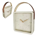 Retro Style Entertainment Device Bluetooth Speaker Clock with Leather Handle and Beige Square Design 3d model