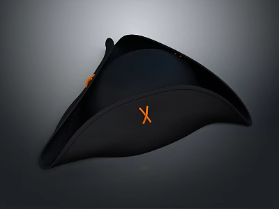 Black Pirate Hat Design With Orange X Mark And Decorative Accents 3d model