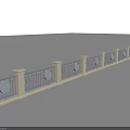 Road Facilities Featuring White Pillars And Blue Railings With Decorative Patterns 3d model