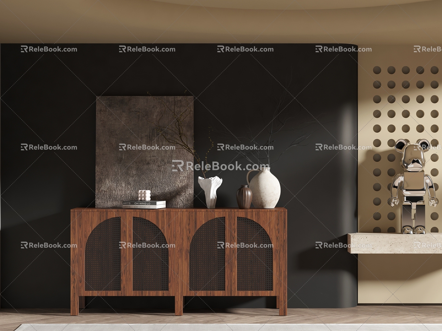 Middle Ancient Style Side Cabinet 3d model