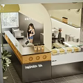Modern Simple Bubble Tea Shop Interior Design With Bar Counter Display Cabinet And Green Plants
