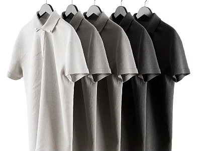 Classic Hanging Polo Shirts In Various Colors With Short Sleeves And Soft Fabric 3d model