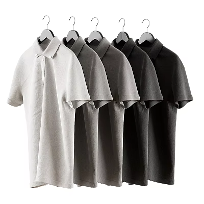 Classic Hanging Polo Shirts In Various Colors With Short Sleeves And Soft Fabric 3d model