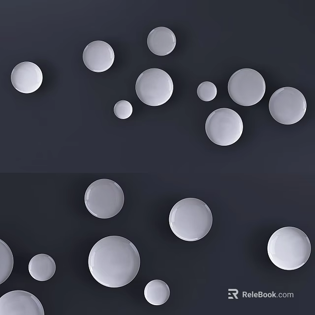 Technology Exhibition Hall With White Circular Objects On Dark Background 3d model 