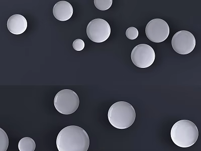 Technology Exhibition Hall With White Circular Objects On Dark Background 3d model