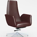Brown Leather Office Chair with High Back Armrests and Adjustable Base 3d model